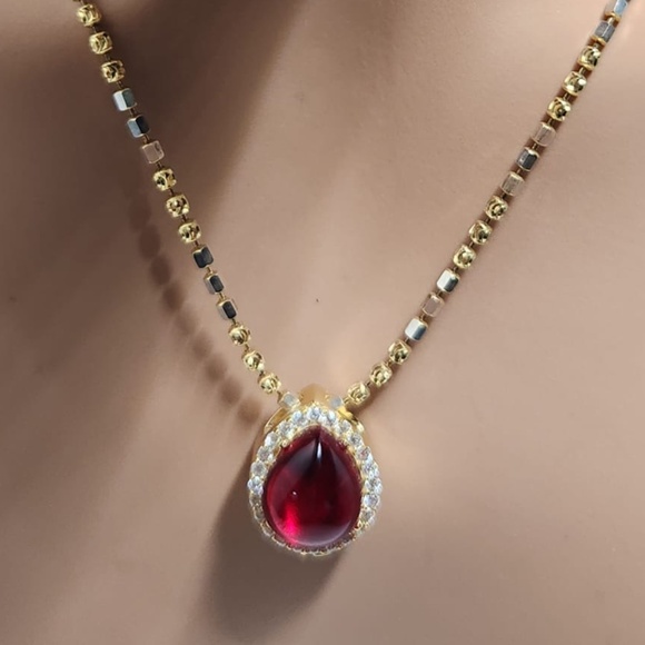 14k Gold Vermeil Ruby Urn Pendant VVS GRA Certified Moissanite Diamon Ash Holder - Picture 1 of 6
